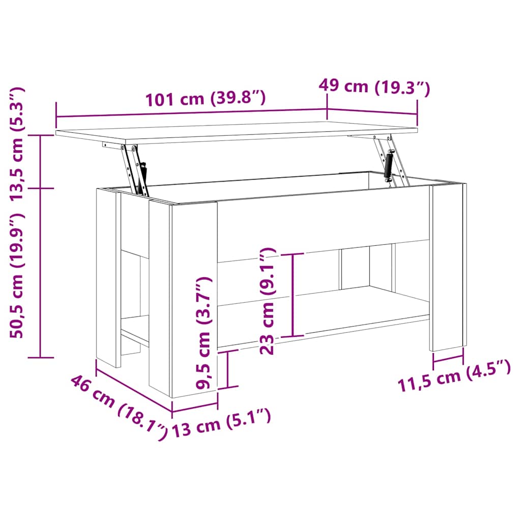 Salontafel 101x49x52 cm bewerkt hout betongrijs is nu te koop bij PeponiXL, paradijselijk wonen!