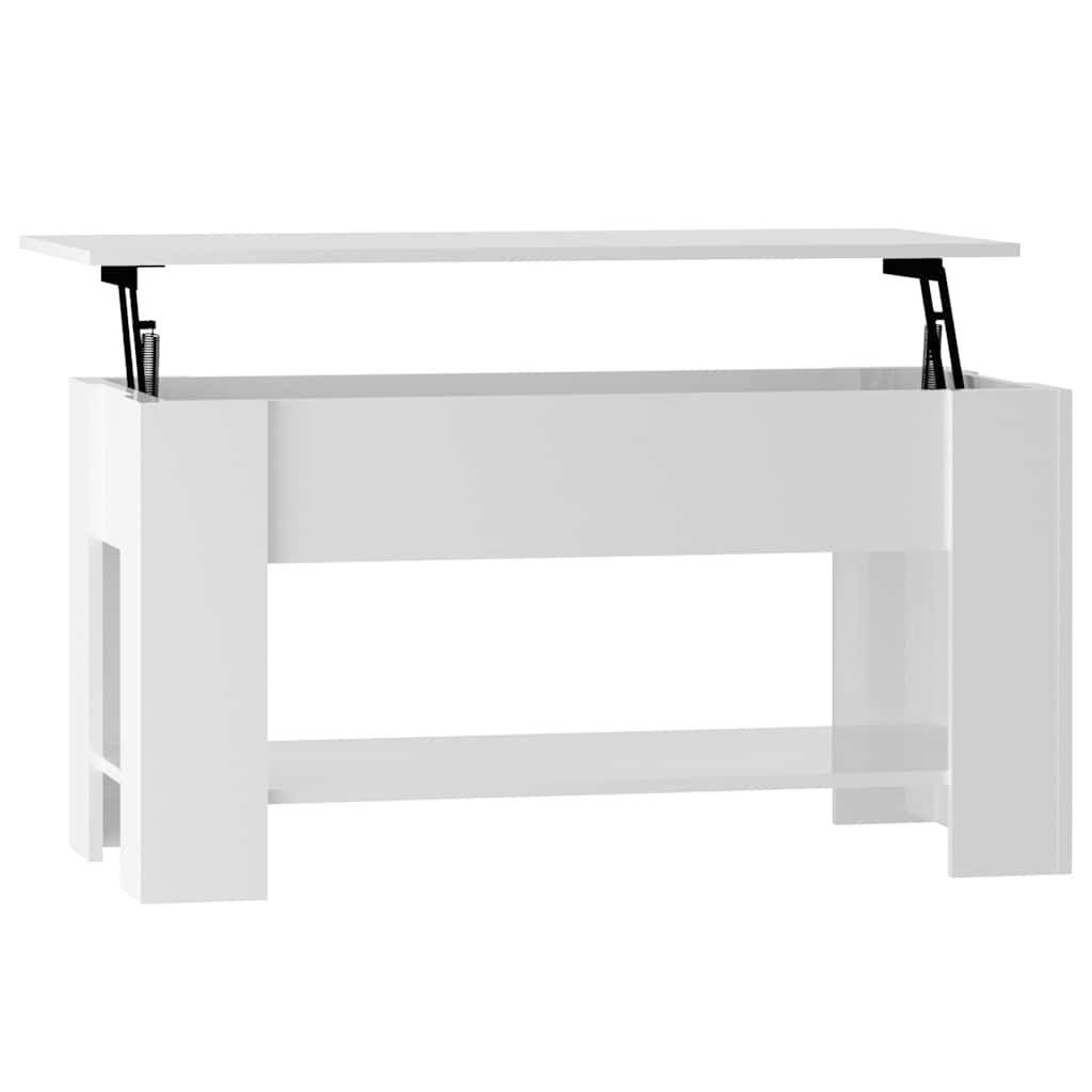 Salontafel 101x49x52 cm bewerkt hout hoogglans wit is nu te koop bij PeponiXL, paradijselijk wonen!