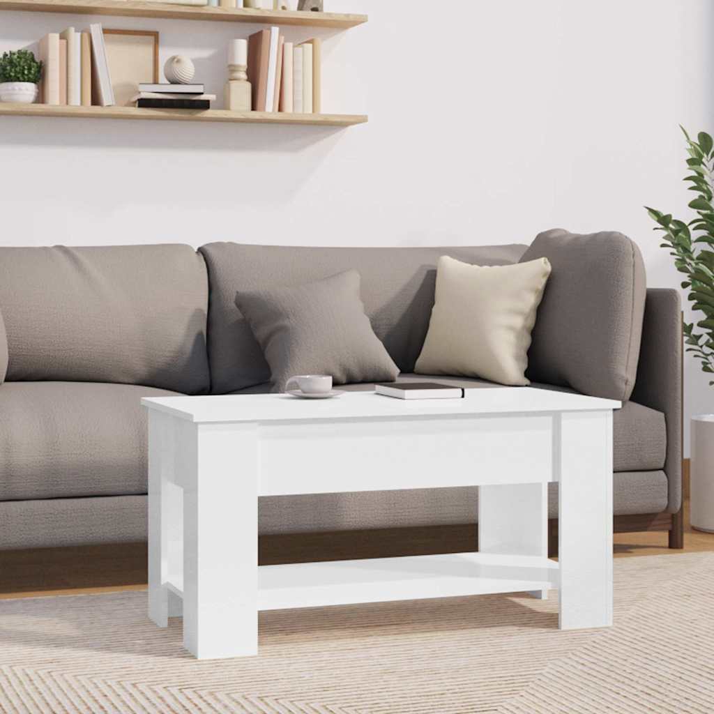 Salontafel 101x49x52 cm bewerkt hout hoogglans wit is nu te koop bij PeponiXL, paradijselijk wonen!