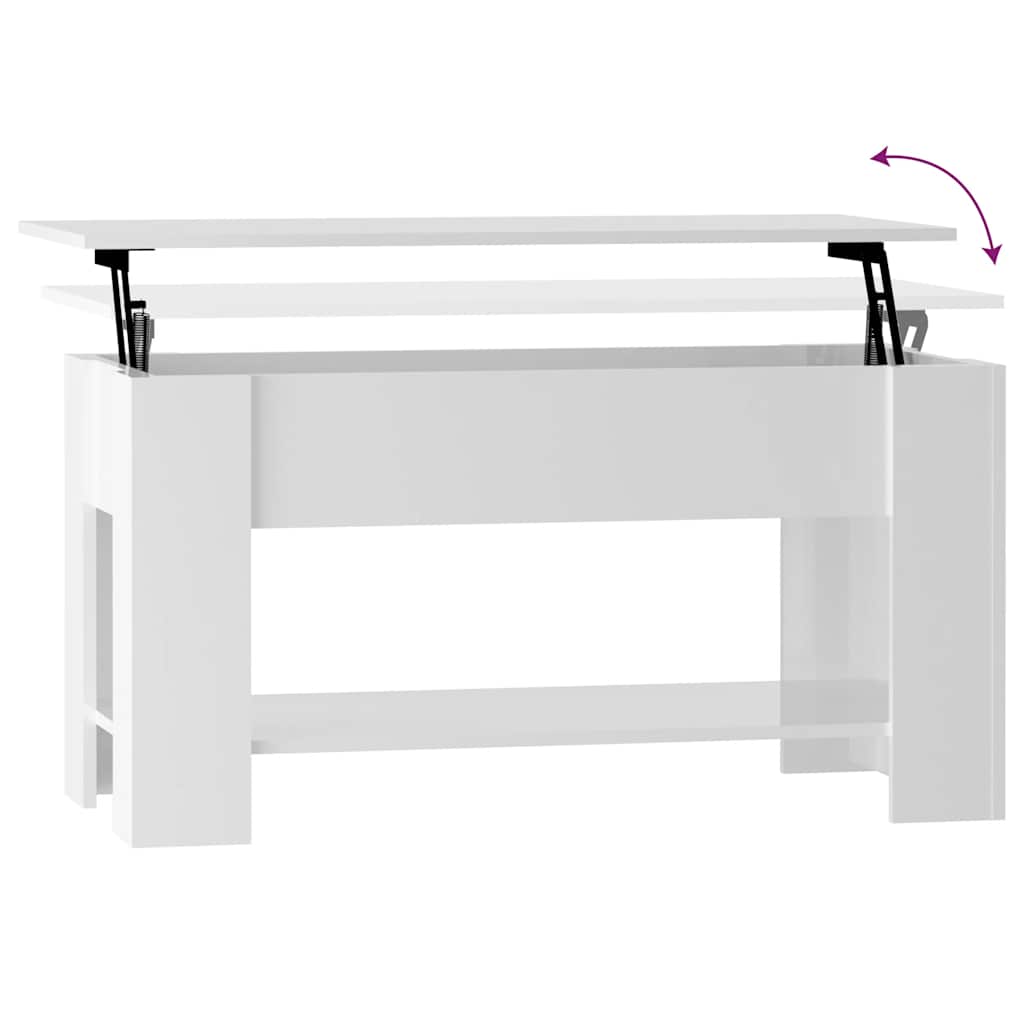 Salontafel 101x49x52 cm bewerkt hout hoogglans wit is nu te koop bij PeponiXL, paradijselijk wonen!