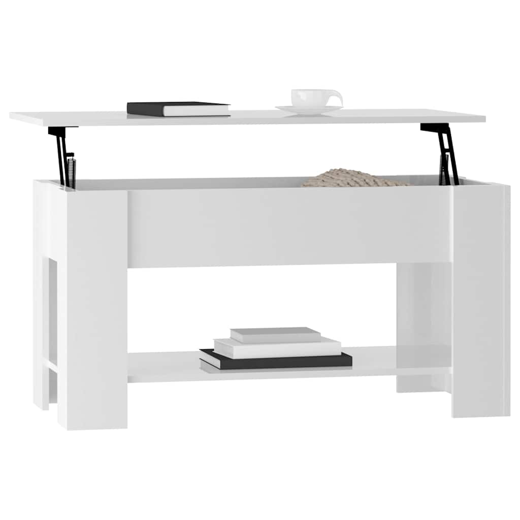 Salontafel 101x49x52 cm bewerkt hout hoogglans wit is nu te koop bij PeponiXL, paradijselijk wonen!