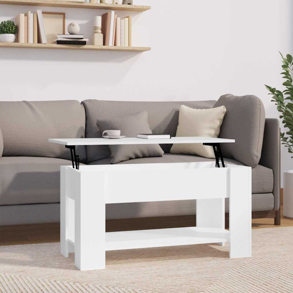 Salontafel 101x49x52 cm bewerkt hout hoogglans wit is nu te koop bij PeponiXL, paradijselijk wonen!
