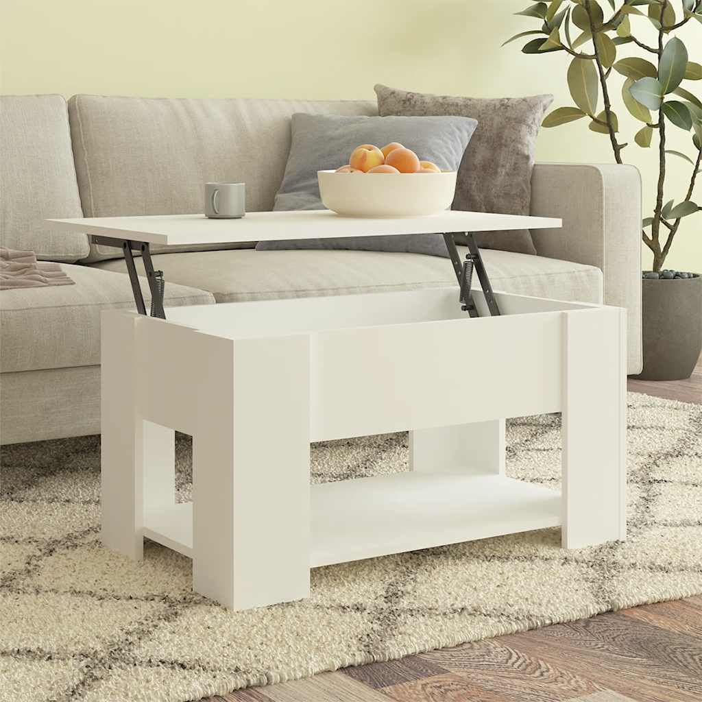 Salontafel 79x49x41 cm bewerkt hout wit is nu te koop bij PeponiXL, paradijselijk wonen!