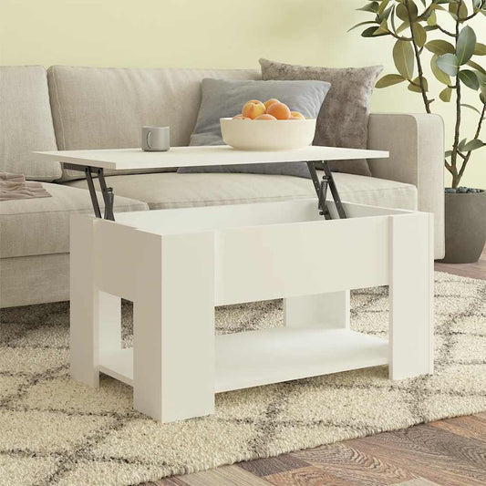 Salontafel 79x49x41 cm bewerkt hout wit is nu te koop bij PeponiXL, paradijselijk wonen!