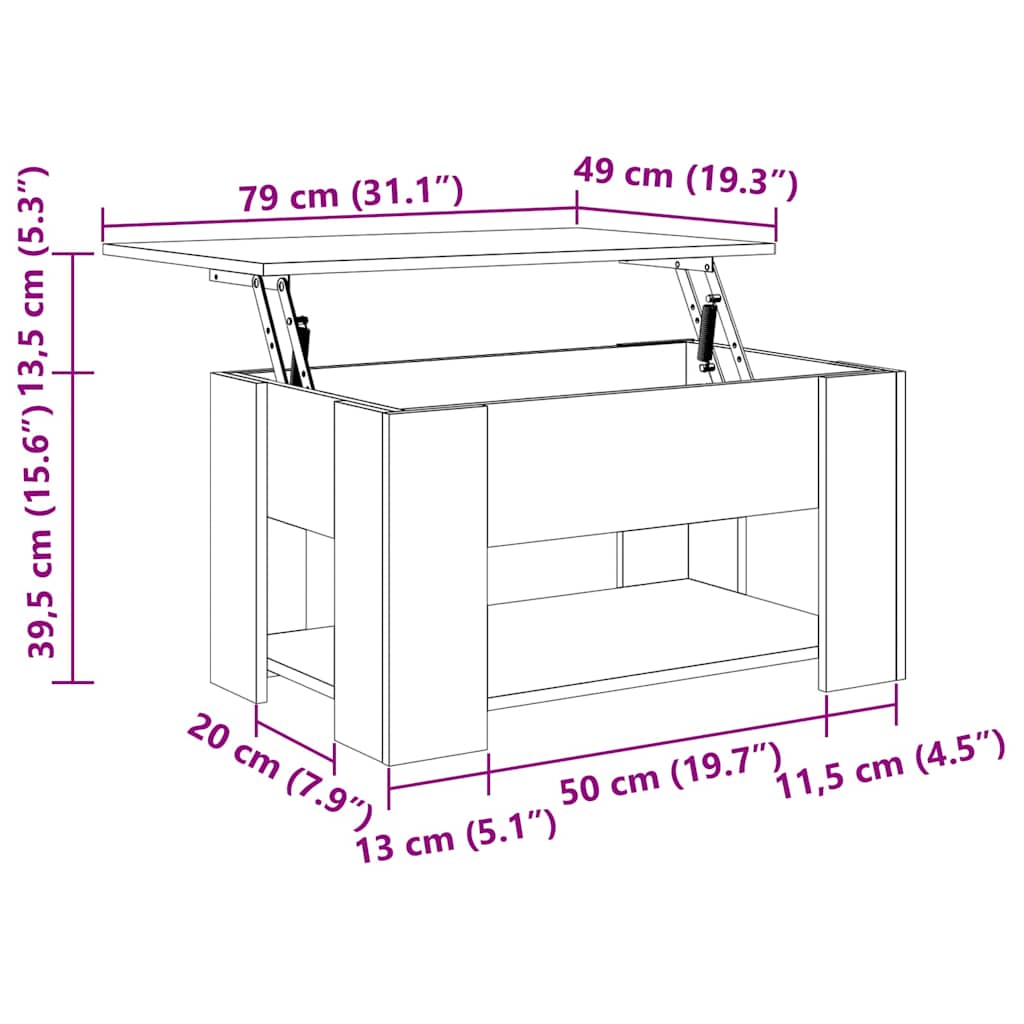 Salontafel 79x49x41 cm bewerkt hout zwart is nu te koop bij PeponiXL, paradijselijk wonen!