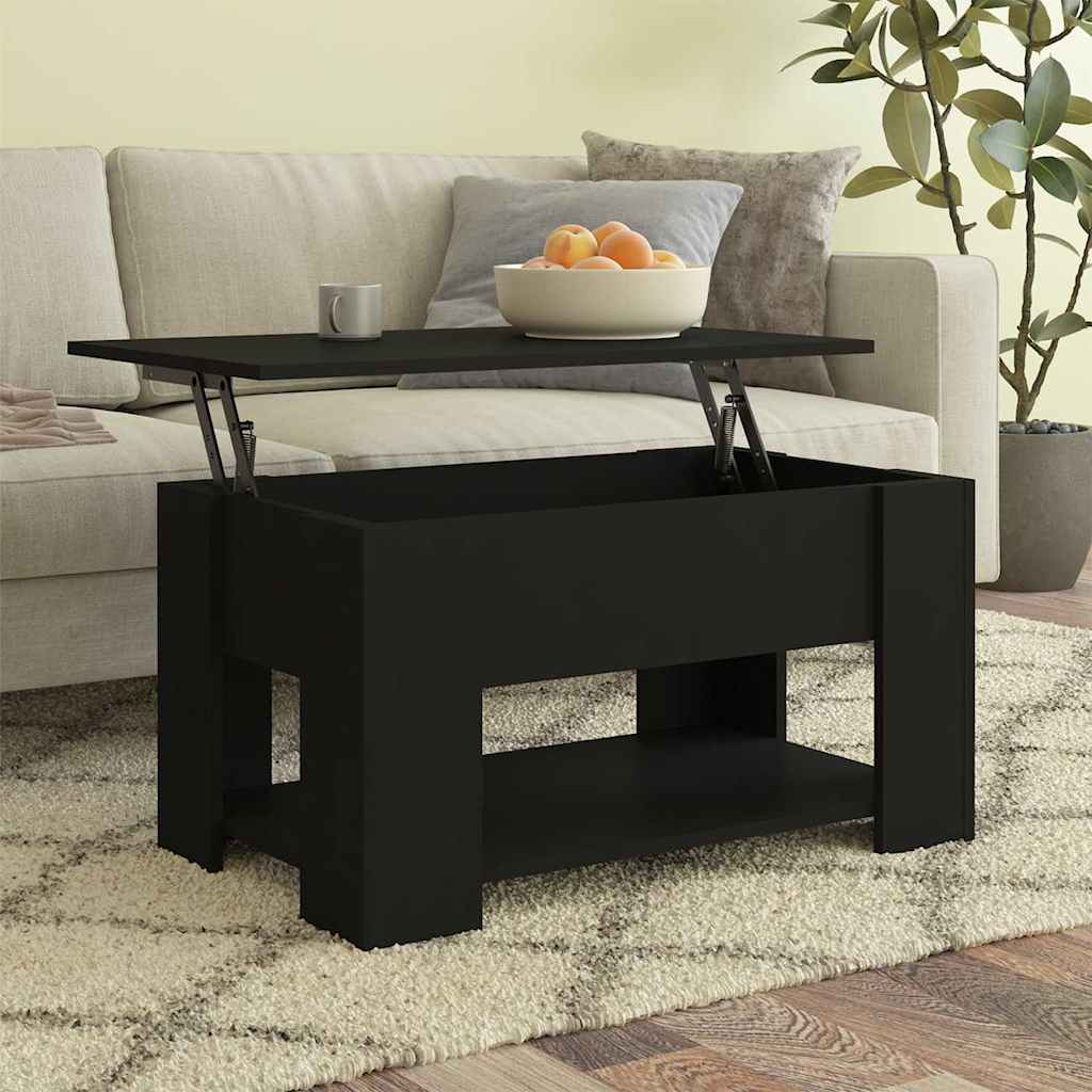 Salontafel 79x49x41 cm bewerkt hout zwart is nu te koop bij PeponiXL, paradijselijk wonen!