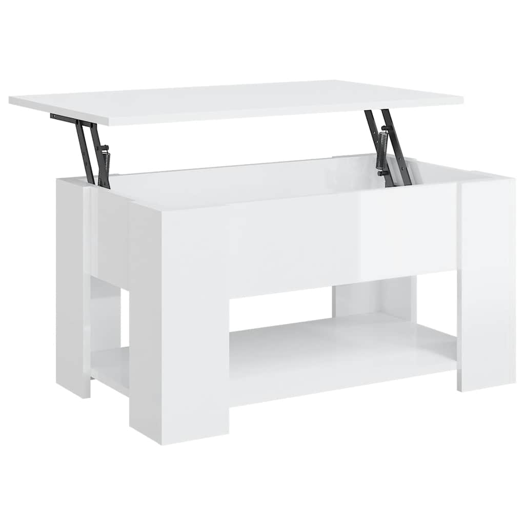 Salontafel 79x49x41 cm bewerkt hout hoogglans wit is nu te koop bij PeponiXL, paradijselijk wonen!