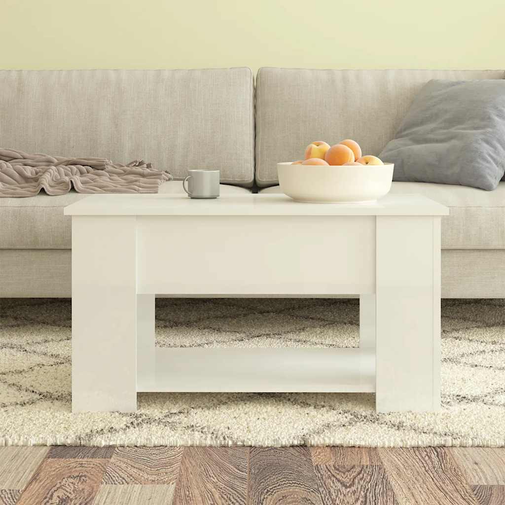 Salontafel 79x49x41 cm bewerkt hout hoogglans wit is nu te koop bij PeponiXL, paradijselijk wonen!