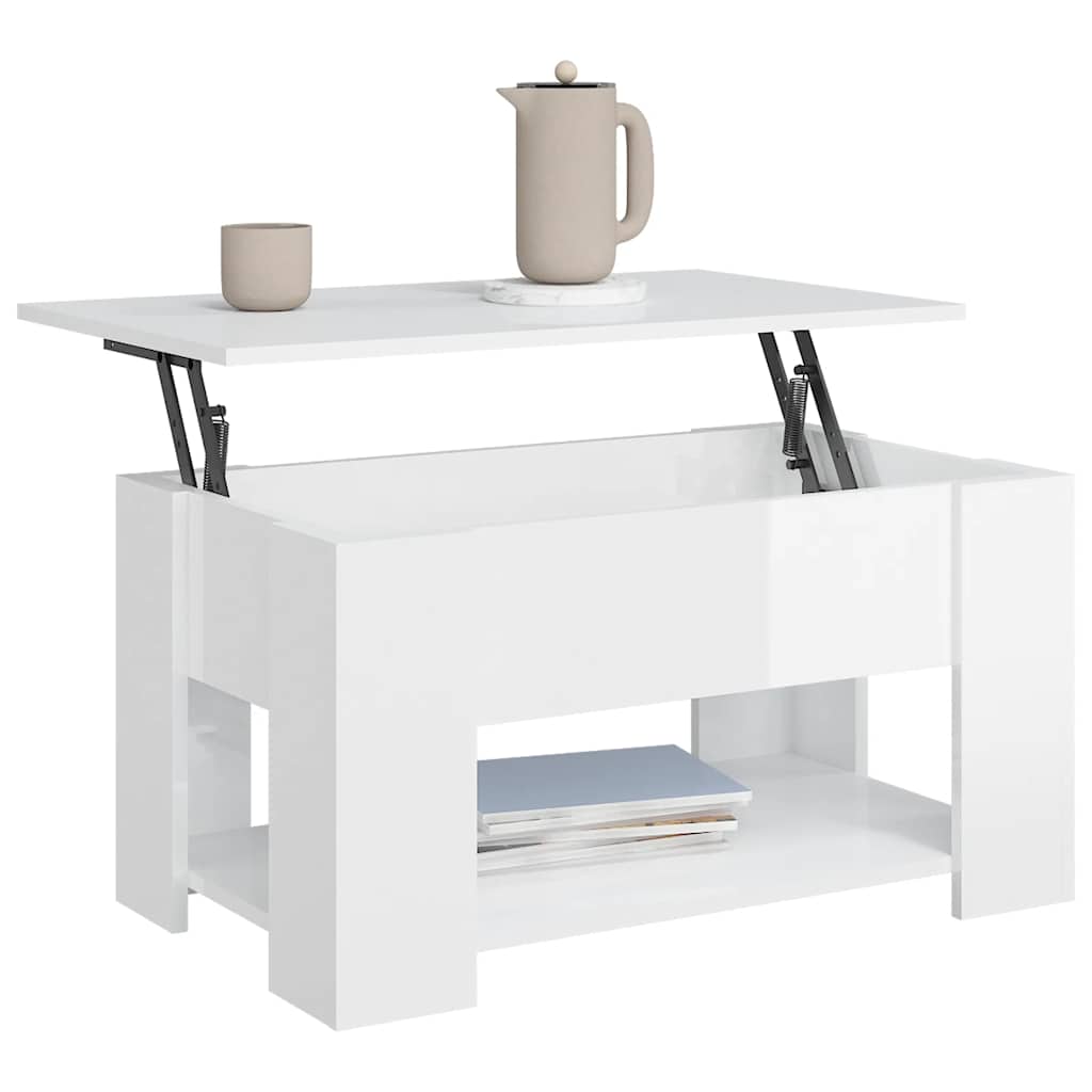 Salontafel 79x49x41 cm bewerkt hout hoogglans wit is nu te koop bij PeponiXL, paradijselijk wonen!