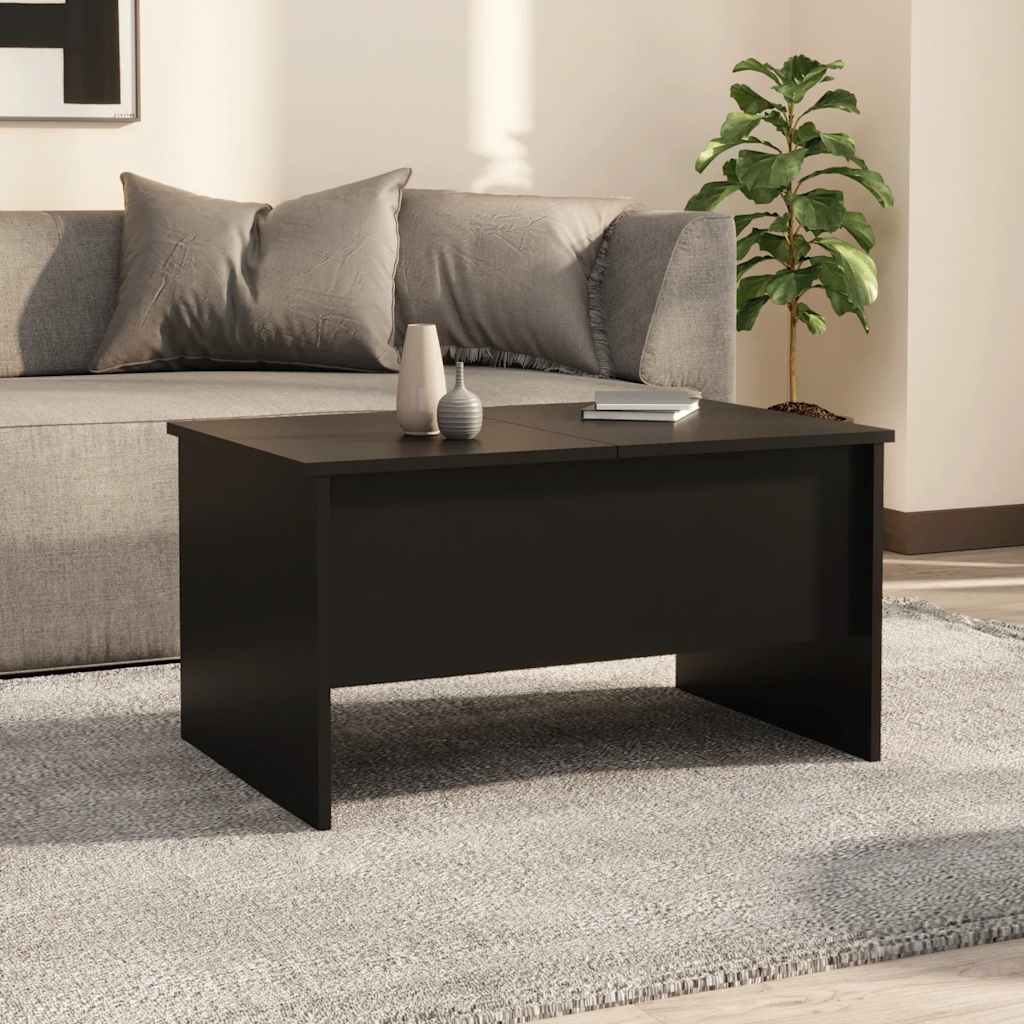 Salontafel 80x50x42,5 cm bewerkt hout zwart is nu te koop bij PeponiXL, paradijselijk wonen!