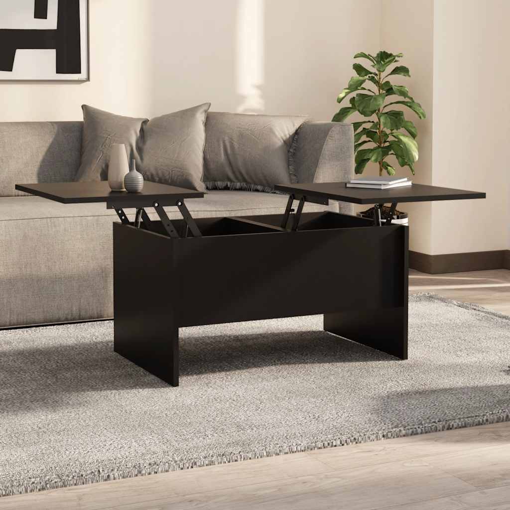 Salontafel 80x50x42,5 cm bewerkt hout zwart is nu te koop bij PeponiXL, paradijselijk wonen!