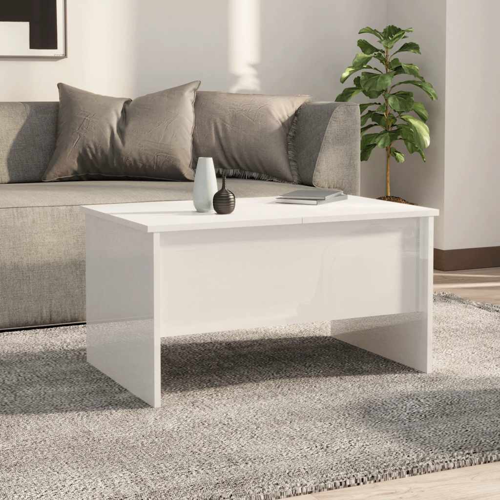 Salontafel 80x50x42,5 cm bewerkt hout hoogglans wit is nu te koop bij PeponiXL, paradijselijk wonen!