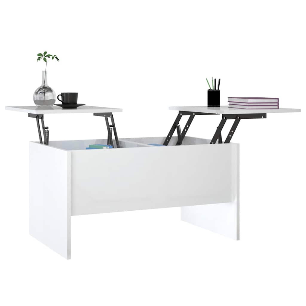 Salontafel 80x50x42,5 cm bewerkt hout hoogglans wit is nu te koop bij PeponiXL, paradijselijk wonen!
