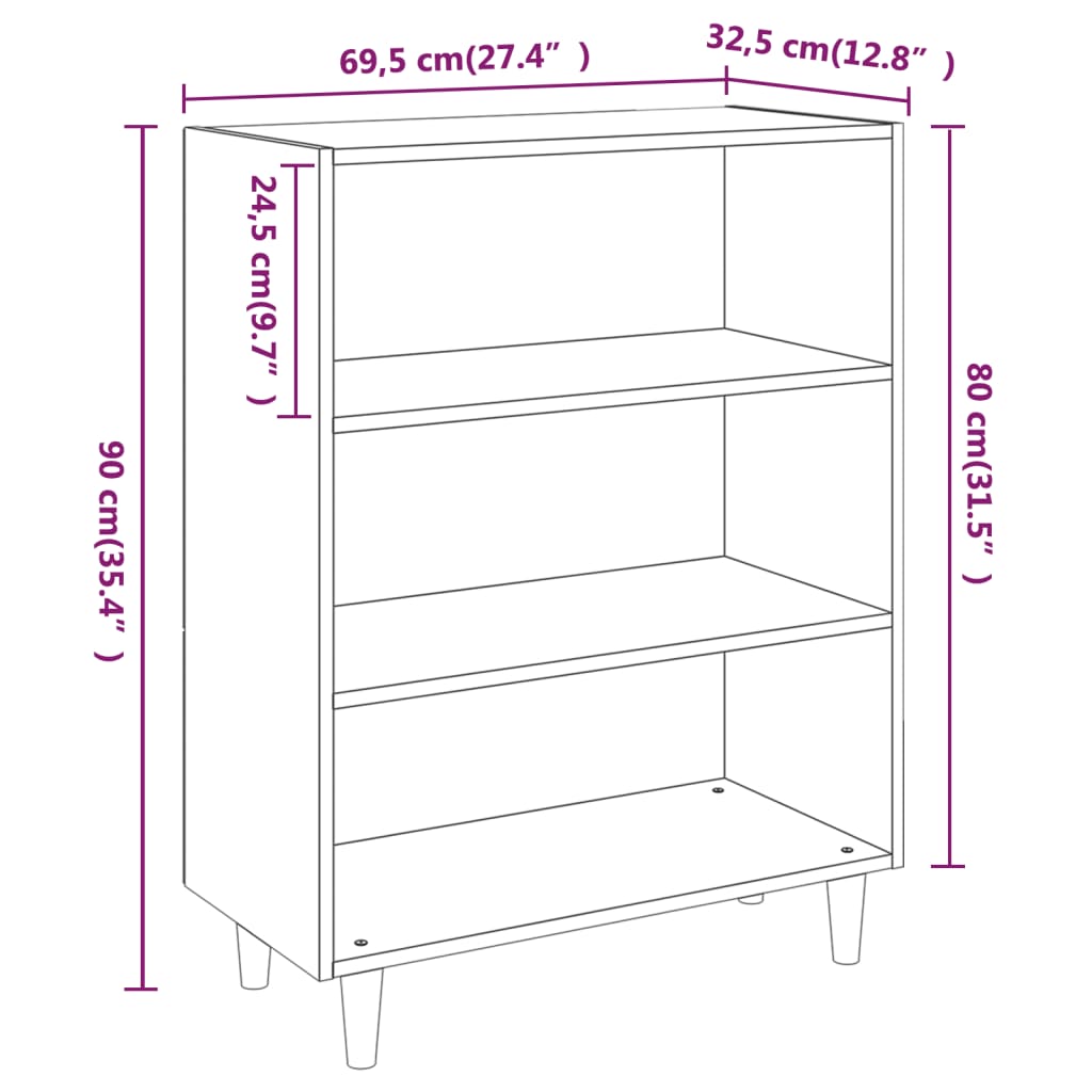Dressoir 69,5x32,5x90 cm bewerkt hout sonoma eikenkleurig is nu te koop bij PeponiXL, paradijselijk wonen!