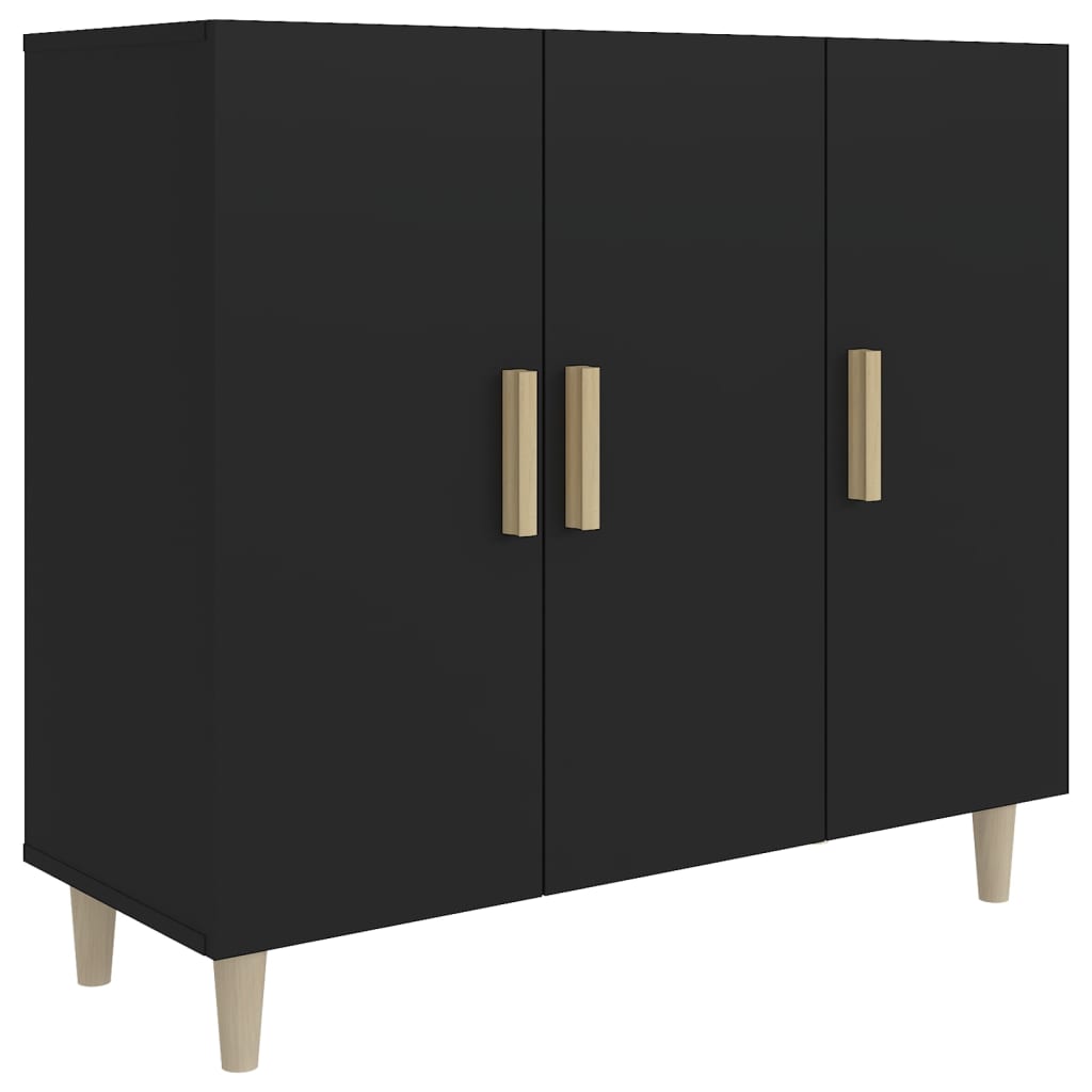 Dressoir 90x34x80 cm bewerkt hout zwart is nu te koop bij PeponiXL, paradijselijk wonen!