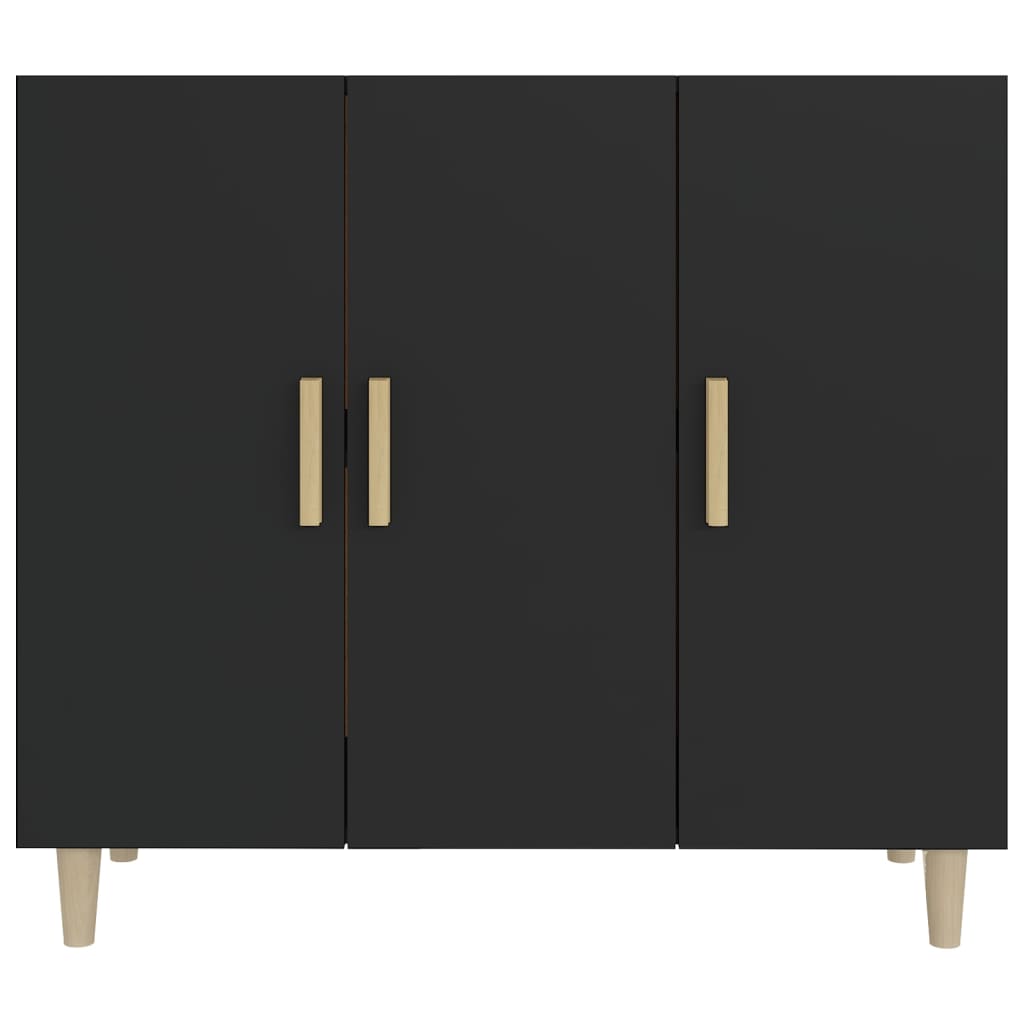 Dressoir 90x34x80 cm bewerkt hout zwart is nu te koop bij PeponiXL, paradijselijk wonen!