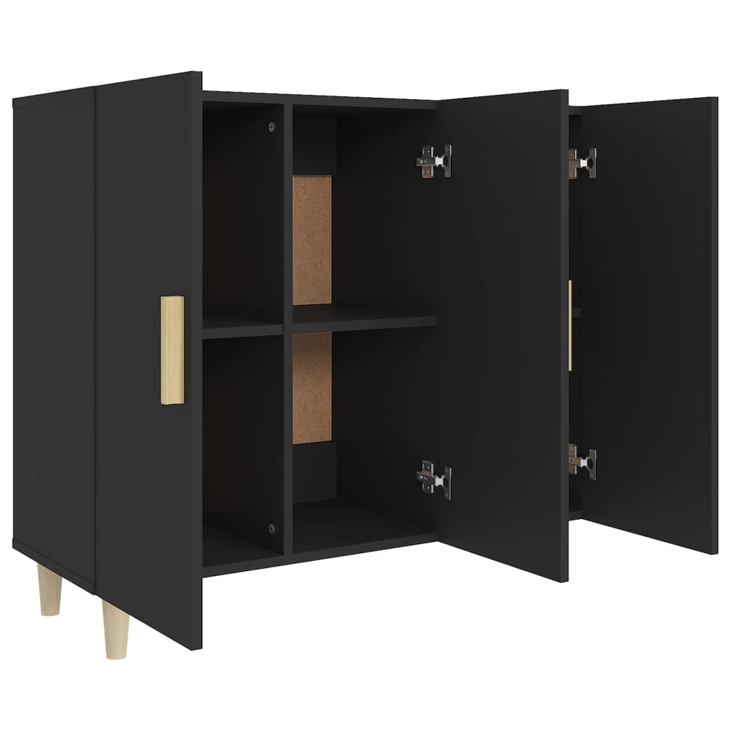 Dressoir 90x34x80 cm bewerkt hout zwart is nu te koop bij PeponiXL, paradijselijk wonen!