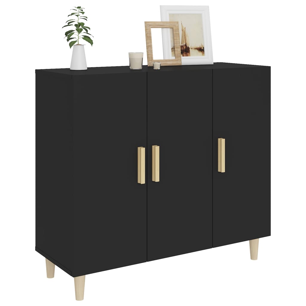 Dressoir 90x34x80 cm bewerkt hout zwart is nu te koop bij PeponiXL, paradijselijk wonen!