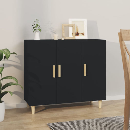 Dressoir 90x34x80 cm bewerkt hout zwart is nu te koop bij PeponiXL, paradijselijk wonen!