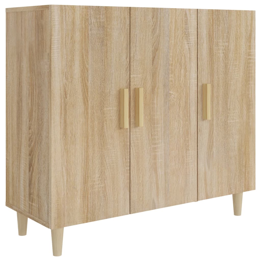 Dressoir 90x34x80 cm bewerkt hout sonoma eikenkleurig is nu te koop bij PeponiXL, paradijselijk wonen!