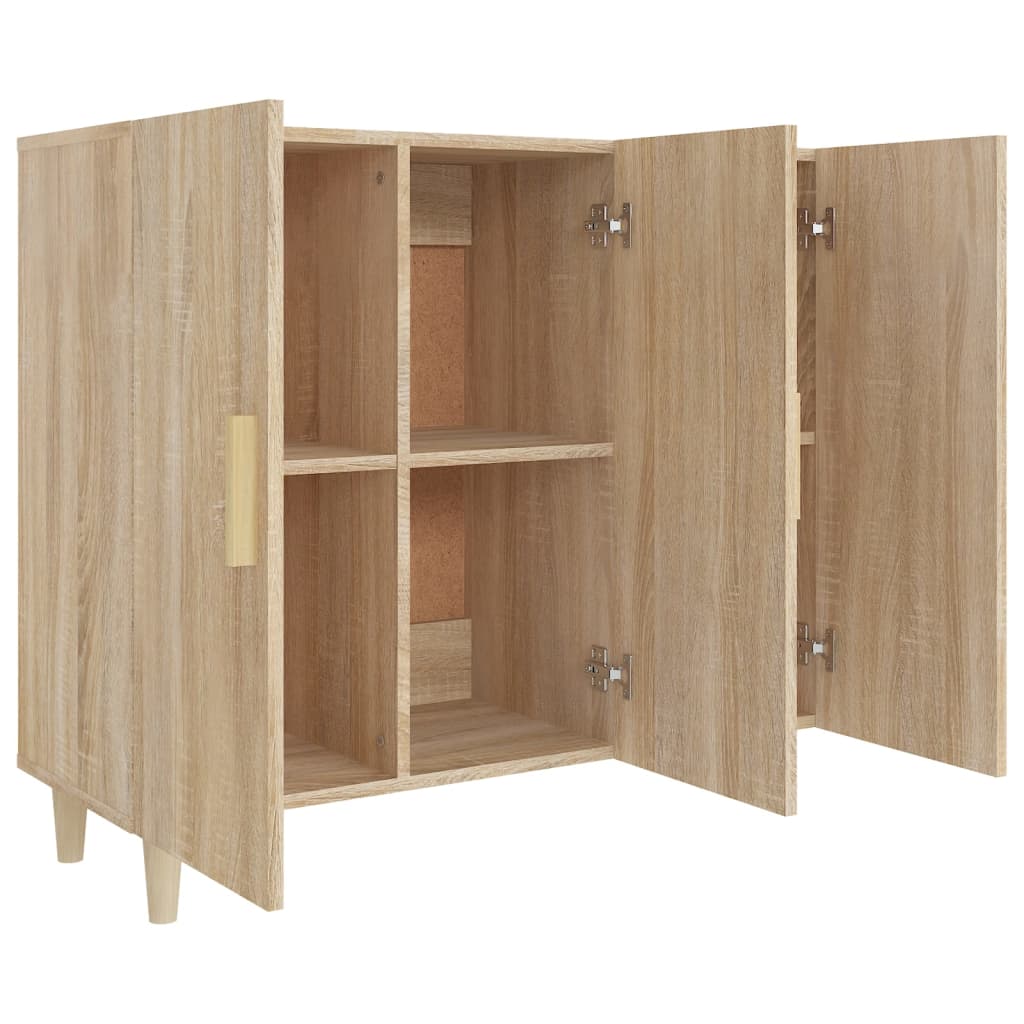 Dressoir 90x34x80 cm bewerkt hout sonoma eikenkleurig is nu te koop bij PeponiXL, paradijselijk wonen!
