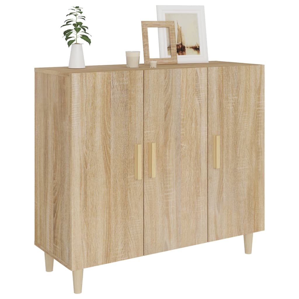 Dressoir 90x34x80 cm bewerkt hout sonoma eikenkleurig is nu te koop bij PeponiXL, paradijselijk wonen!