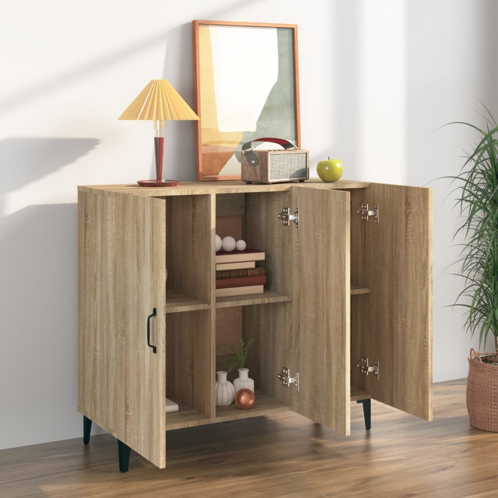 Dressoir 90x34x80 cm bewerkt hout sonoma eikenkleurig is nu te koop bij PeponiXL, paradijselijk wonen!