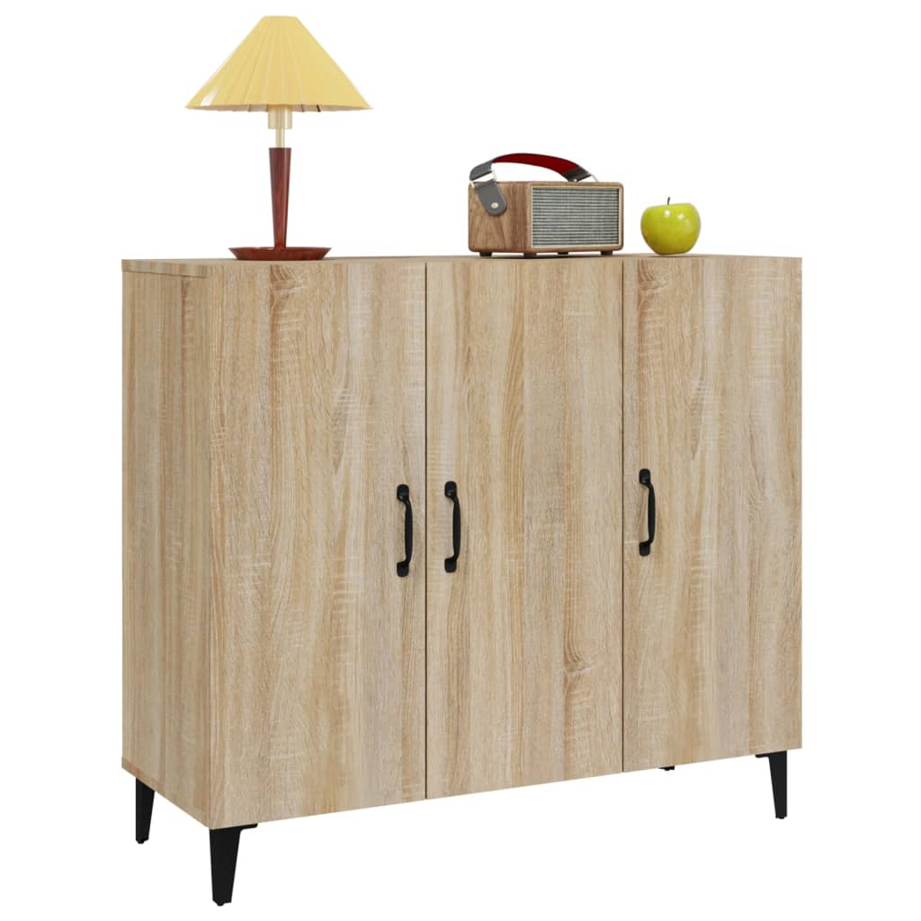 Dressoir 90x34x80 cm bewerkt hout sonoma eikenkleurig is nu te koop bij PeponiXL, paradijselijk wonen!