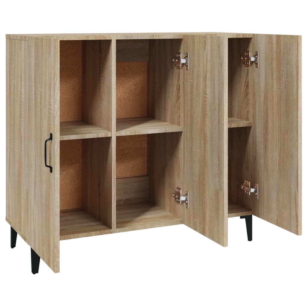 Dressoir 90x34x80 cm bewerkt hout sonoma eikenkleurig is nu te koop bij PeponiXL, paradijselijk wonen!