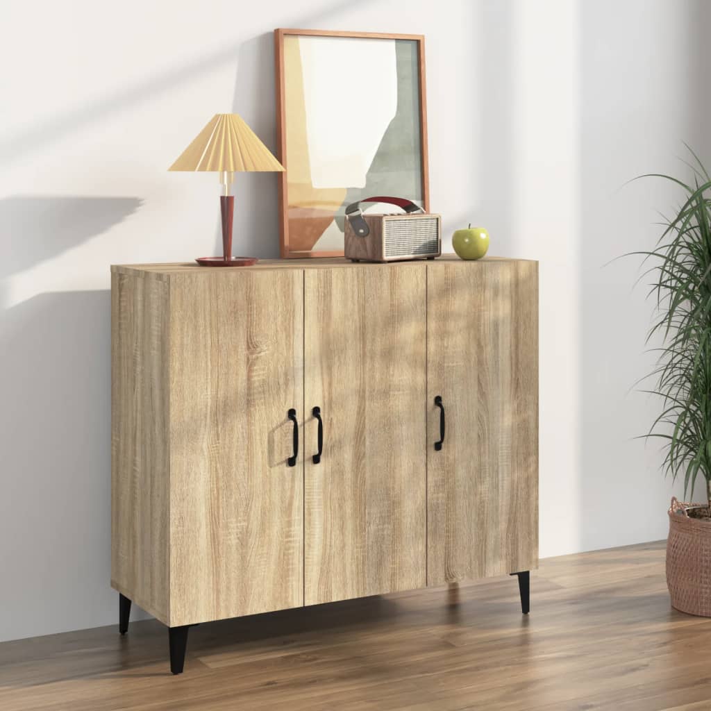Dressoir 90x34x80 cm bewerkt hout sonoma eikenkleurig is nu te koop bij PeponiXL, paradijselijk wonen!