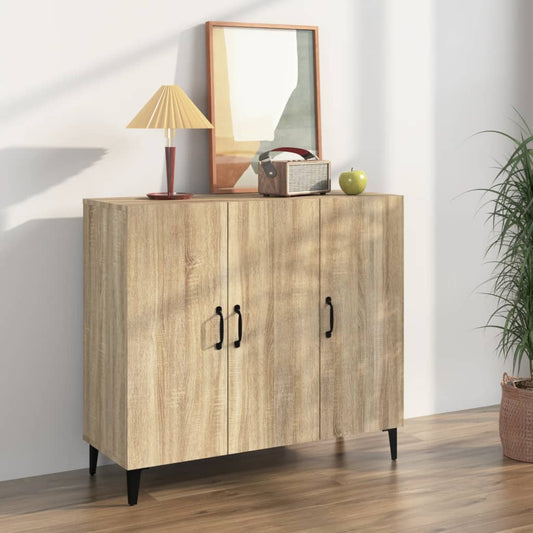 Dressoir 90x34x80 cm bewerkt hout sonoma eikenkleurig is nu te koop bij PeponiXL, paradijselijk wonen!
