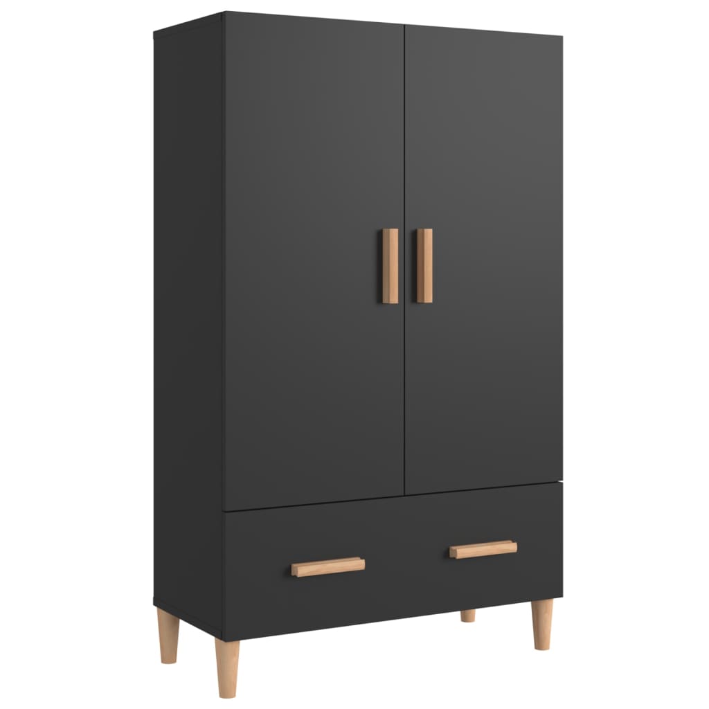 Hoge kast 70x31x115 cm bewerkt hout zwart is nu te koop bij PeponiXL, paradijselijk wonen!