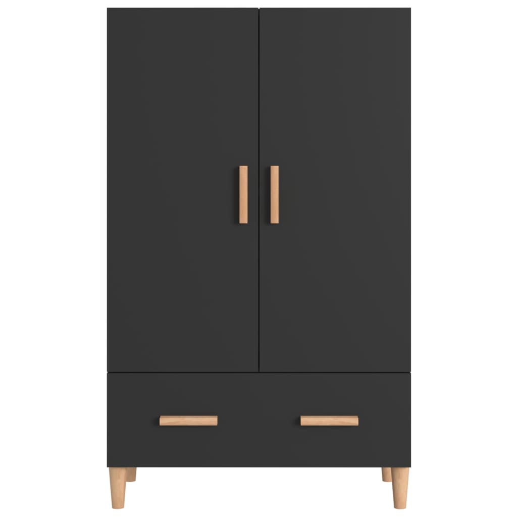 Hoge kast 70x31x115 cm bewerkt hout zwart is nu te koop bij PeponiXL, paradijselijk wonen!