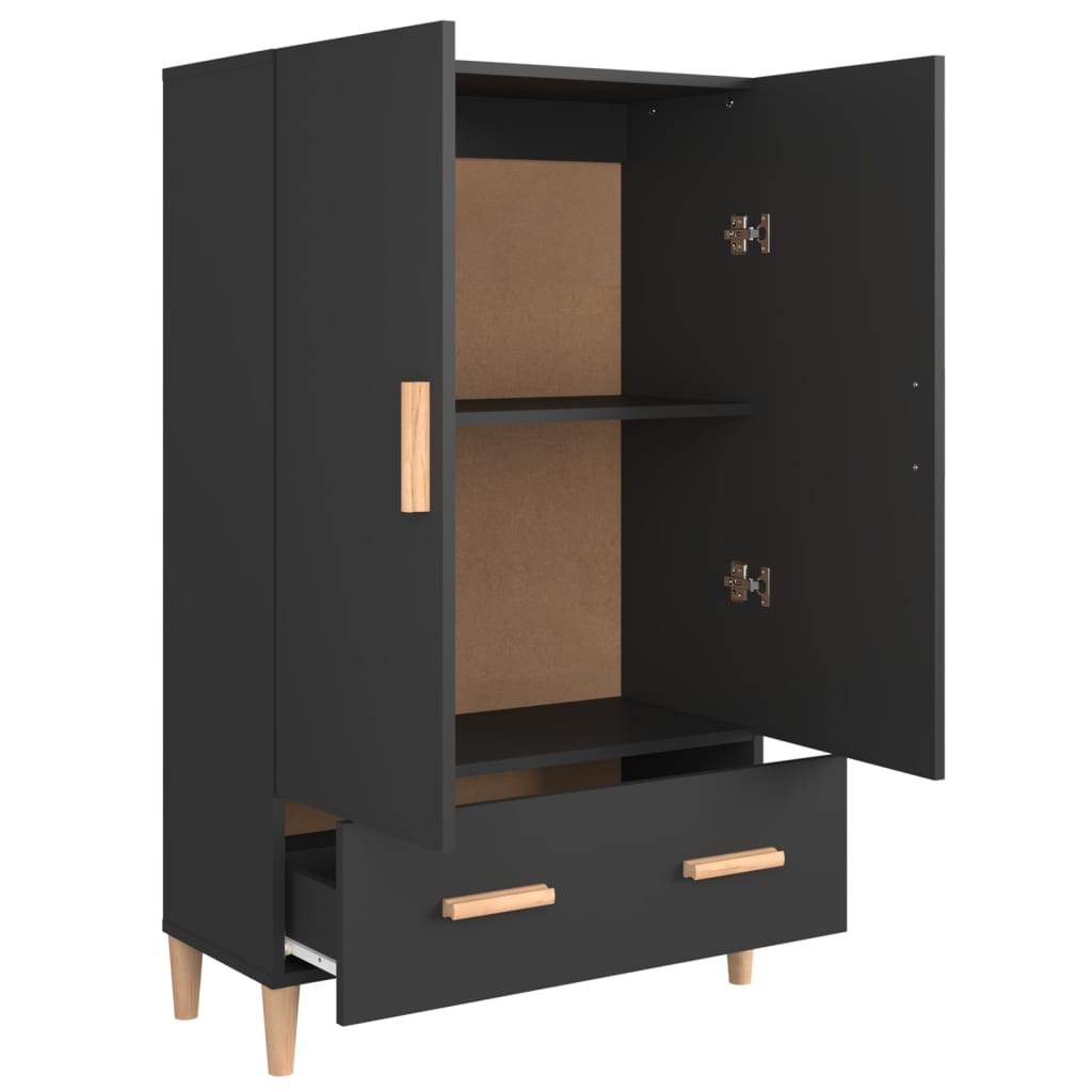 Hoge kast 70x31x115 cm bewerkt hout zwart is nu te koop bij PeponiXL, paradijselijk wonen!