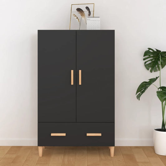 Hoge kast 70x31x115 cm bewerkt hout zwart is nu te koop bij PeponiXL, paradijselijk wonen!