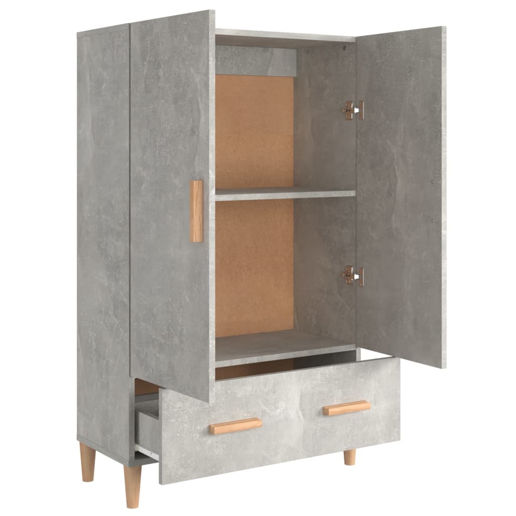 Hoge kast 70x31x115 cm bewerkt hout betongrijs is nu te koop bij PeponiXL, paradijselijk wonen!