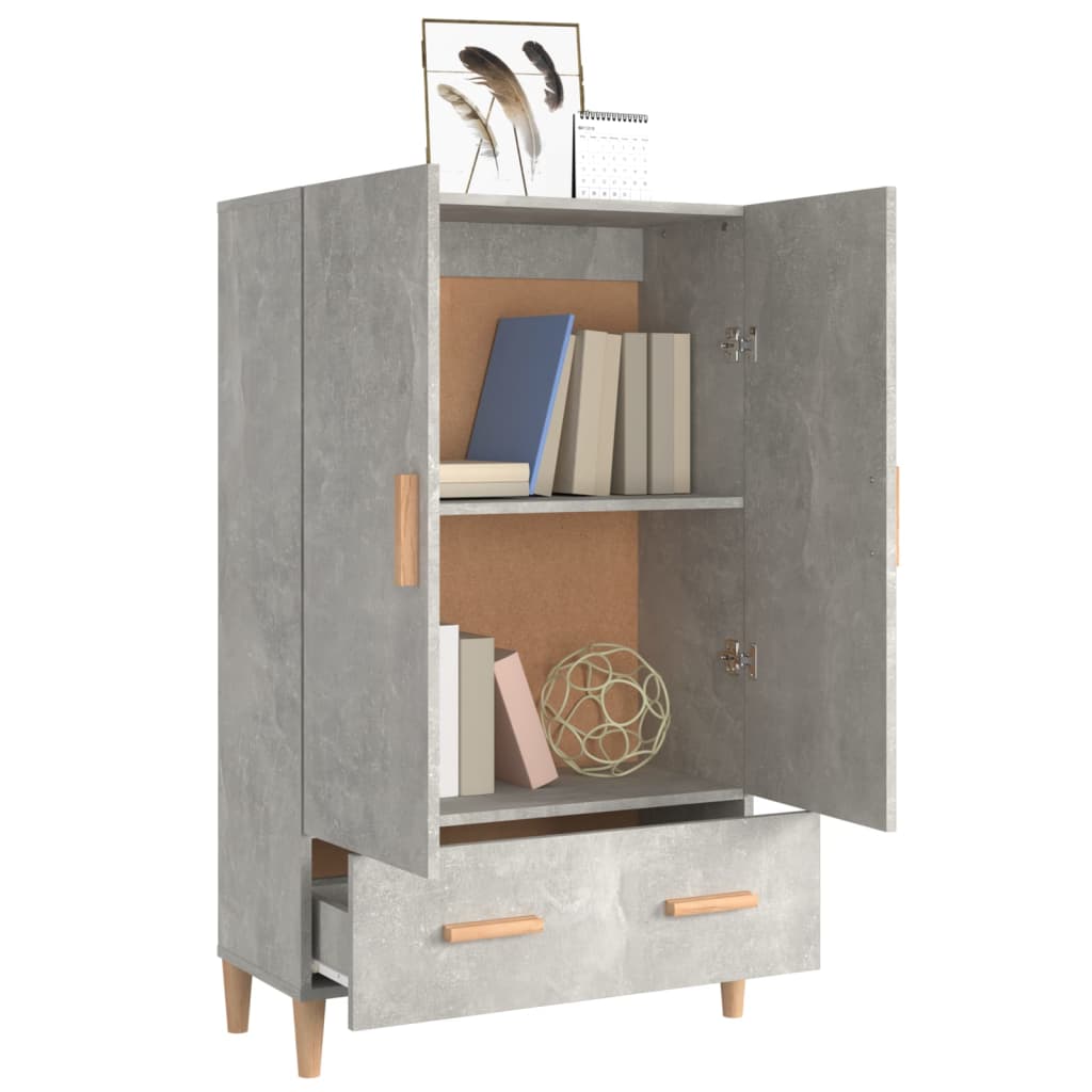 Hoge kast 70x31x115 cm bewerkt hout betongrijs is nu te koop bij PeponiXL, paradijselijk wonen!
