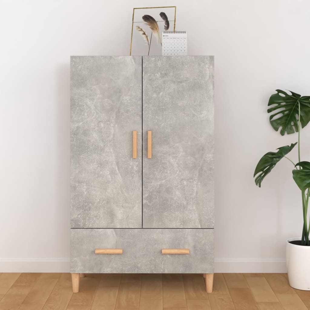 Hoge kast 70x31x115 cm bewerkt hout betongrijs is nu te koop bij PeponiXL, paradijselijk wonen!