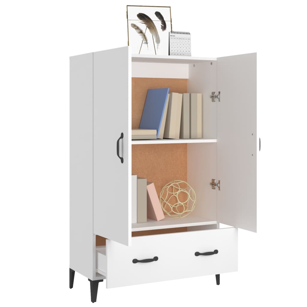 Hoge kast 70x31x115 cm bewerkt hout wit is nu te koop bij PeponiXL, paradijselijk wonen!