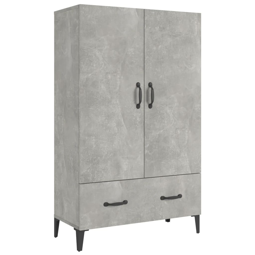 Hoge kast 70x31x115 cm bewerkt hout betongrijs is nu te koop bij PeponiXL, paradijselijk wonen!