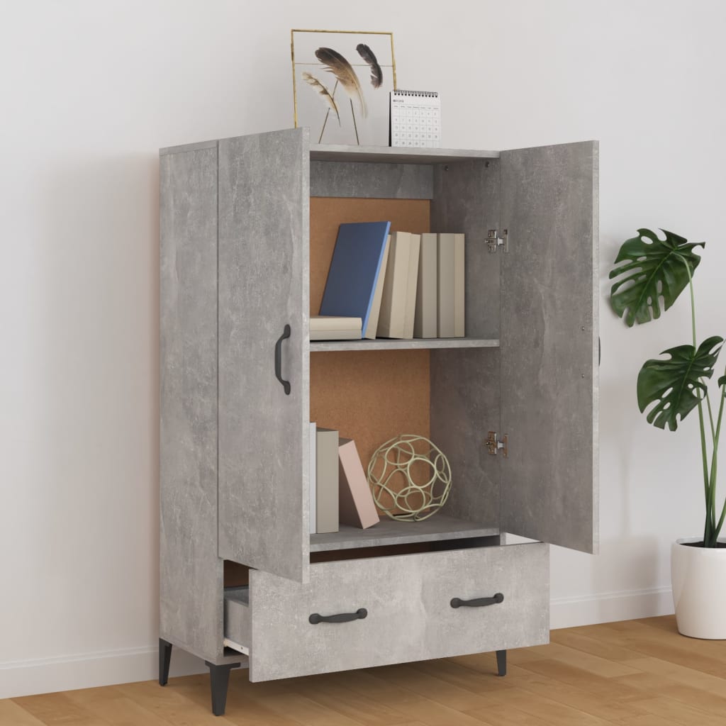Hoge kast 70x31x115 cm bewerkt hout betongrijs is nu te koop bij PeponiXL, paradijselijk wonen!