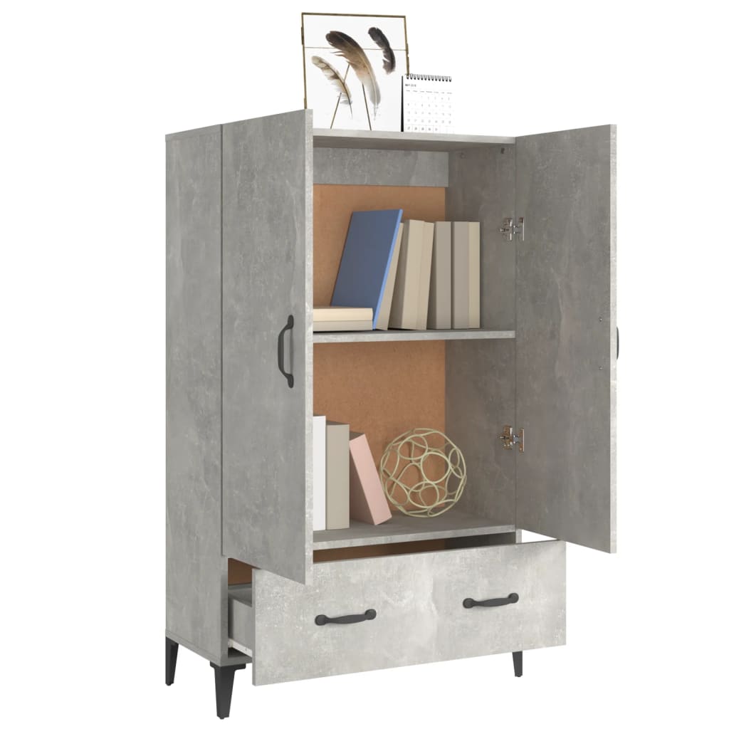 Hoge kast 70x31x115 cm bewerkt hout betongrijs is nu te koop bij PeponiXL, paradijselijk wonen!
