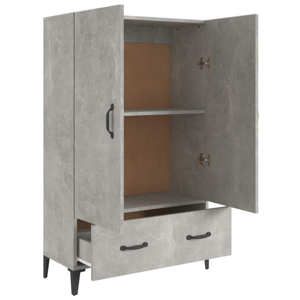 Hoge kast 70x31x115 cm bewerkt hout betongrijs is nu te koop bij PeponiXL, paradijselijk wonen!
