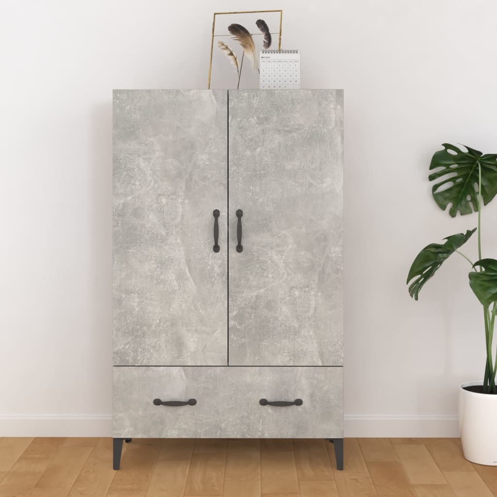 Hoge kast 70x31x115 cm bewerkt hout betongrijs is nu te koop bij PeponiXL, paradijselijk wonen!