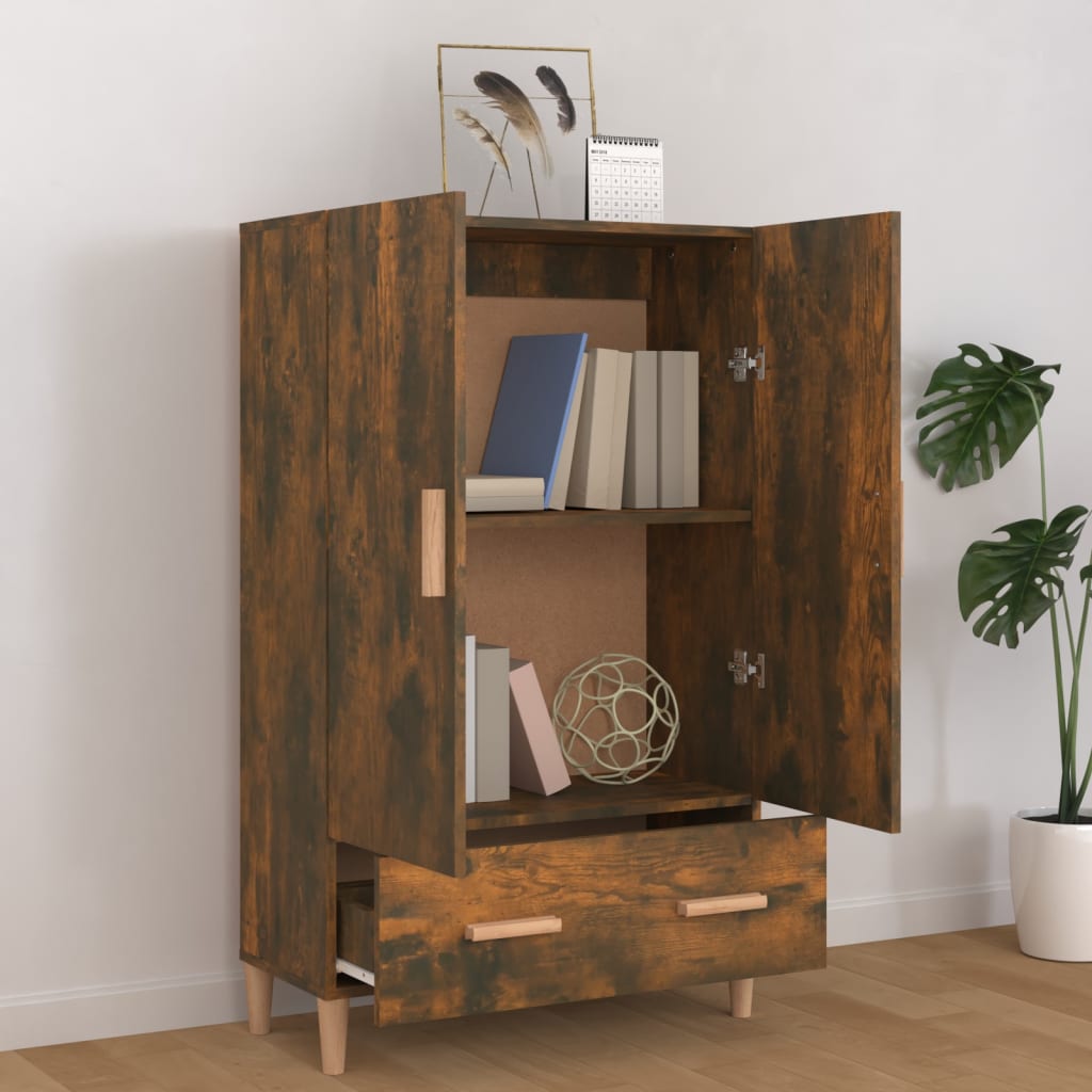 Hoge kast 70x31x115 cm bewerkt hout gerookt eikenkleurig is nu te koop bij PeponiXL, paradijselijk wonen!