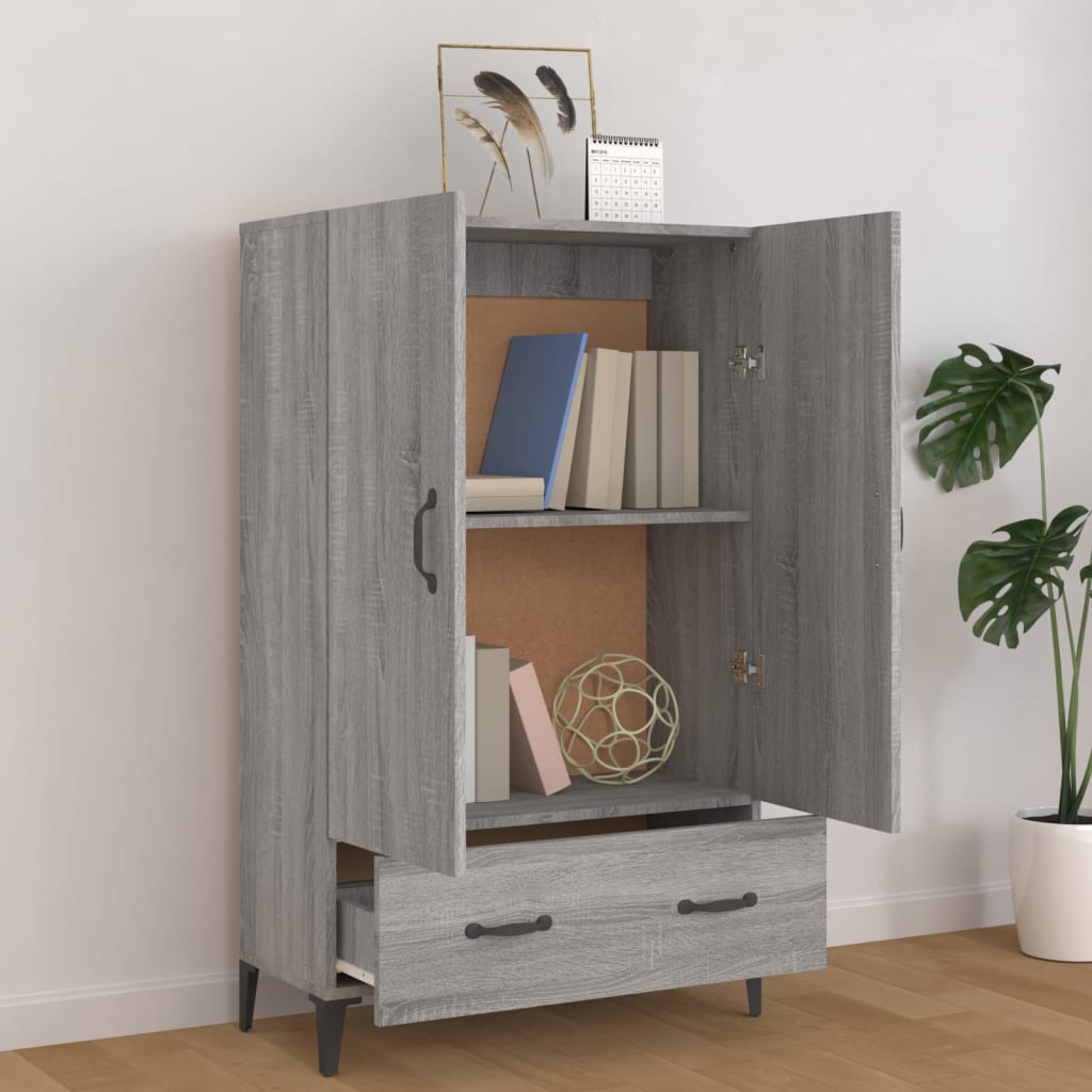 Hoge kast 70x31x115 cm bewerkt hout grijs sonoma eikenkleurig is nu te koop bij PeponiXL, paradijselijk wonen!