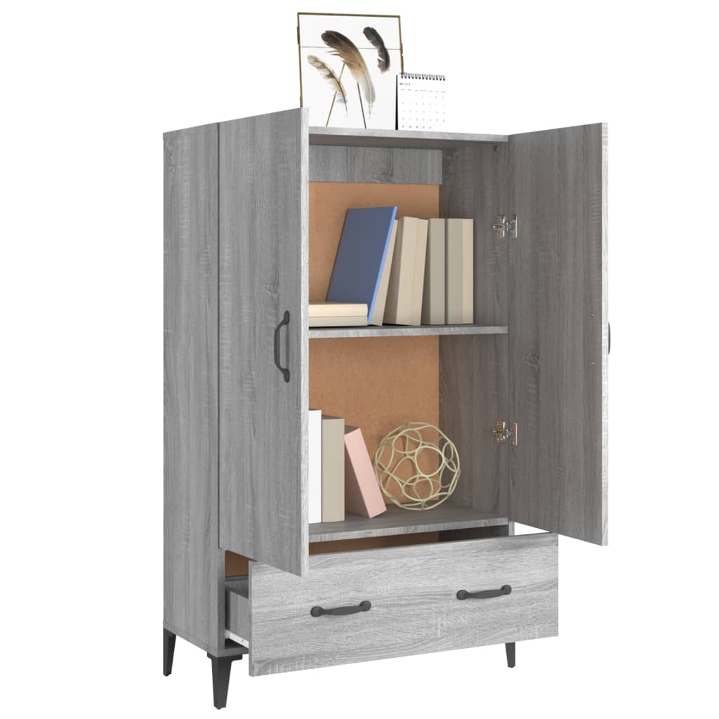 Hoge kast 70x31x115 cm bewerkt hout grijs sonoma eikenkleurig is nu te koop bij PeponiXL, paradijselijk wonen!