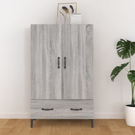 Hoge kast 70x31x115 cm bewerkt hout grijs sonoma eikenkleurig is nu te koop bij PeponiXL, paradijselijk wonen!