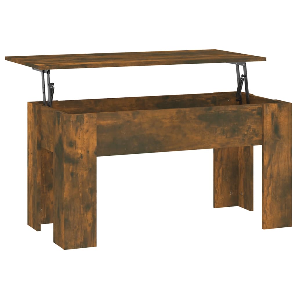 Salontafel 101x49x52 cm bewerkt hout gerookt eikenkleurig is nu te koop bij PeponiXL, paradijselijk wonen!