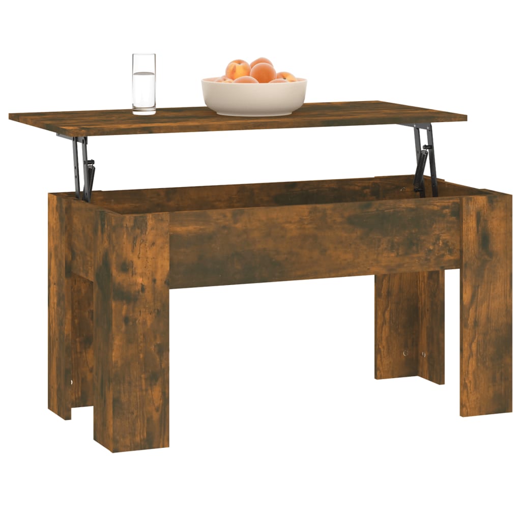 Salontafel 101x49x52 cm bewerkt hout gerookt eikenkleurig is nu te koop bij PeponiXL, paradijselijk wonen!